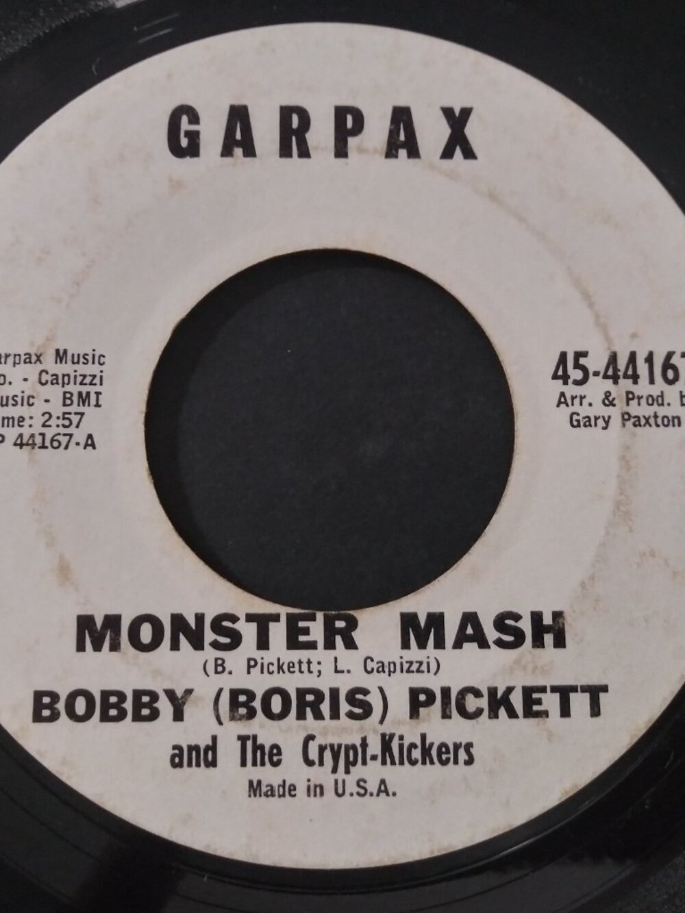 Bobby "Boris" Pickett & The Crypt-Kickers – Monster Mash VG- GARPAX Record 1962